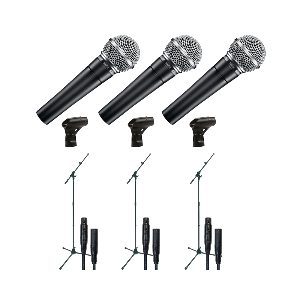 Shure SM58 Pack de 3 avec câbles XLR/XLR et pieds Algam store