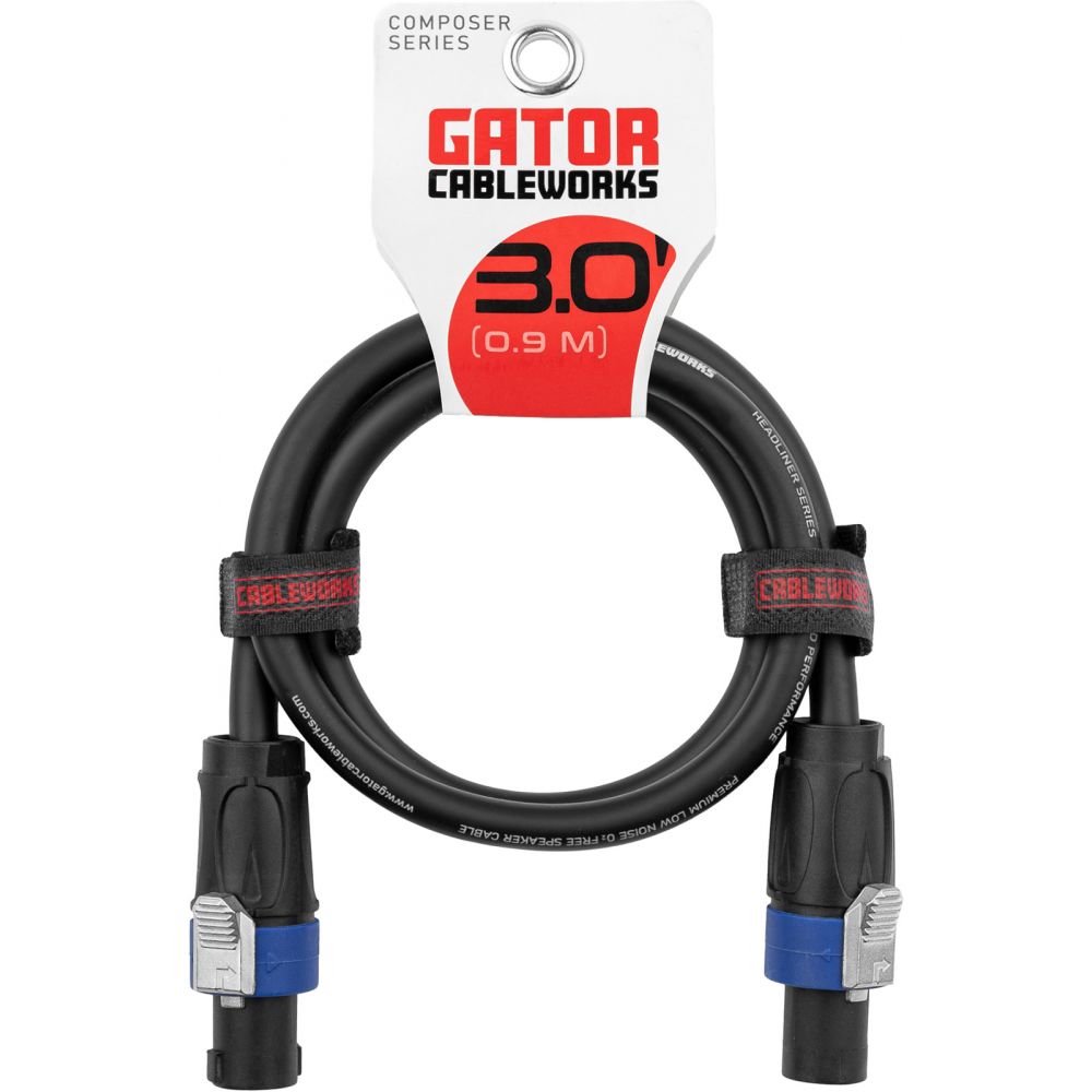 Jumwa 3M 2-Pack Câble Speakon à Speakon 12 Gauge - Câble Haut-Parleur Audio Amplificateur Twist Lock