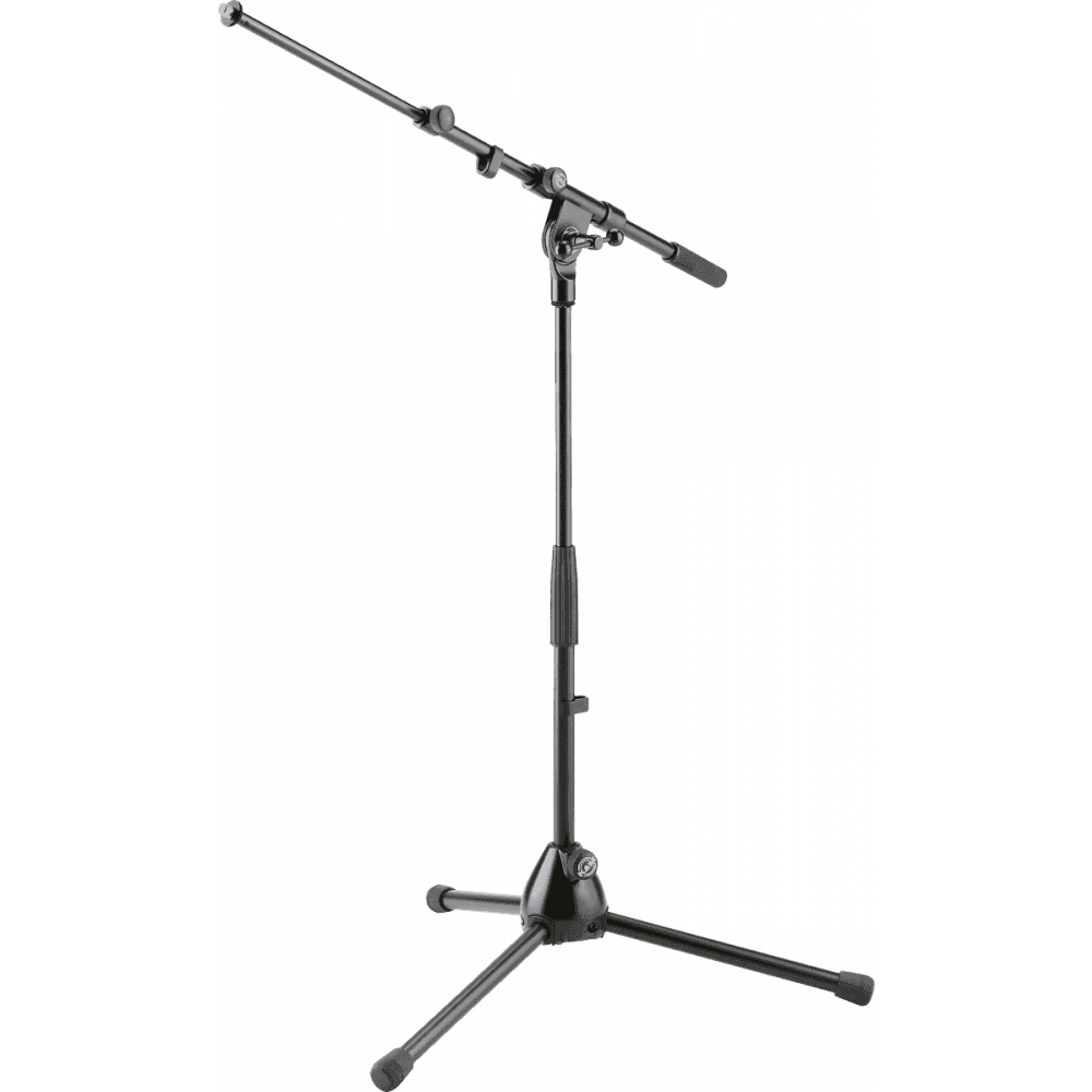 Pied Micro K&M 25960 | Base Ronde Lourde | Hauteur 430mm | Bras Télescopique | Pour Grosse Caisse/Instruments