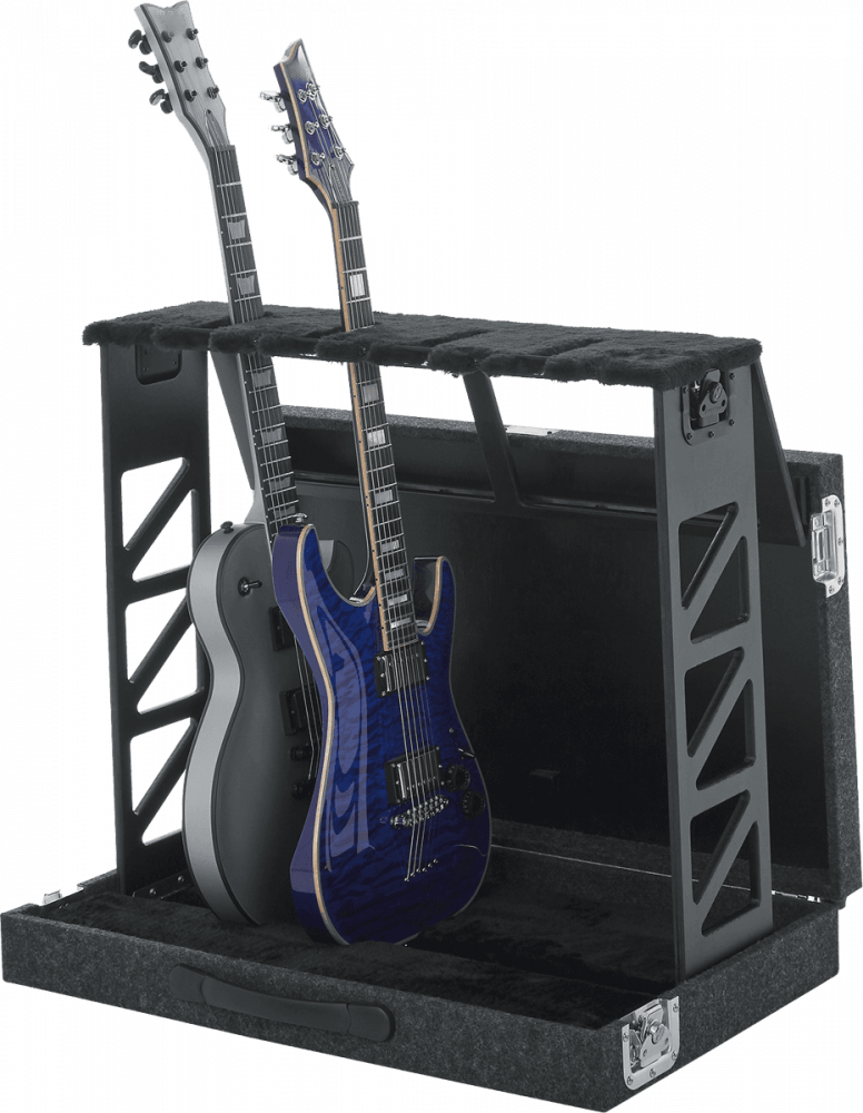 Wakects Présentoir Pliable Pour Guitares Et Basses - Support En Fer Robuste Avec 5 Espaces Et Caoutchouc Protecteur