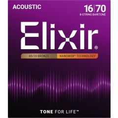 Elixir 11308 Nanoweb Bronze 80/20 Baryton 8 Cordes 16-70 - Vue 2