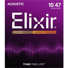 Elixir 11002 Nanoweb Bronze 80/20 Extra Light 10-47 - Vue 2