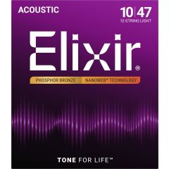 Elixir 16152 Nanoweb Phosphore Bronze 12 cordes Light 10-47 - Vue 2