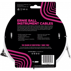 Ernie Ball Cables instrument classic jack/jack coudé 6m blanc - Vue 2