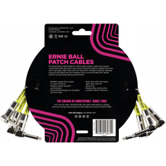 Ernie Ball Cables instrument patch pack de 3 - coudé - 30cm noir - Vue 2