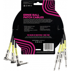 Ernie Ball Cables instrument patch pack de 3 - droit/coudé - 46cm noir - Vue 2