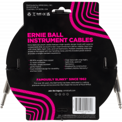 Ernie Ball Cables instrument gaine tissée jack/jack 3m Silver Fox - Vue 2