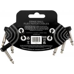 Ernie Ball Câble de patch Flex 7,5cm - Pack de 3 Noir - Vue 2