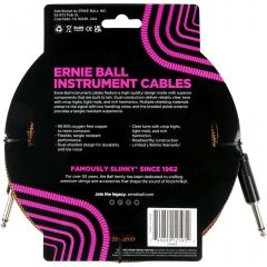 Ernie Ball Câbles instrument gaine tissée jack/jack 5,5m orange et noir - Vue 2