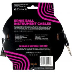 Ernie Ball Câbles instrument gaine tissée jack/jack coudé 5,5m orange et noir - Vue 2