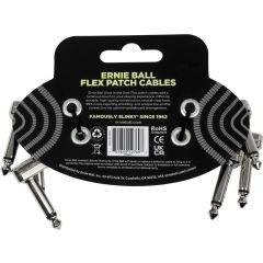 Ernie Ball Câble de patch Flex 7,5cm - Pack de 3 Phosphorescent - Vue 2