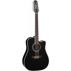 Takamine EF381SC Dreadnought, cutaway électro-acoustique, 12 cordes, Black - Vue 1