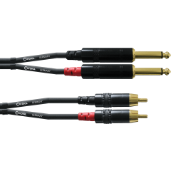 Cordial Câble audio double jack mono - RCA 90 cm - Vue 1