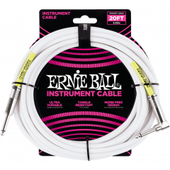 Ernie Ball Cables instrument classic jack/jack coudé 6m blanc - Vue 1
