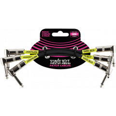 Ernie Ball Cables instrument patch pack de 3 - coudé - 15cm noir - Vue 1