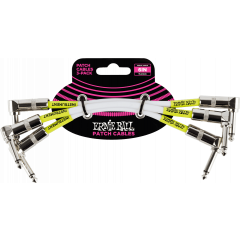 Ernie Ball Cables instrument patch pack de 3 - coudé - 15cm blanc - Vue 1