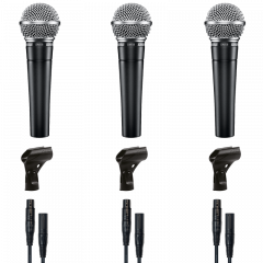 Shure SM58 - Pack de 3 avec câbles XLR/XLR - Vue 1