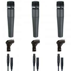 Shure SM57 - Pack de 3 avec câbles XLR/XLR - Vue 1