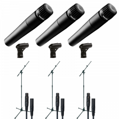 Shure SM57 - Pack de 3 avec câbles XLR/XLR et pieds - Vue 1