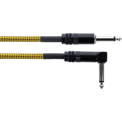 Cordial Câble guitare jack droit/coudé 3 m tweed jaune - Vue 1