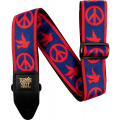 Ernie Ball Sangle Jacquard Peace Love Dove Rouge et Bleu - Vue 1