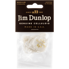 Dunlop Genuine Celluloid Classic, Player's Pack de 12, perloid white, medium - Vue 1