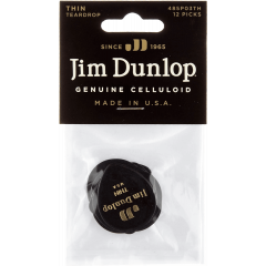 Dunlop Black Teardrop Player's Pack de 12 médiators, thin - Vue 1