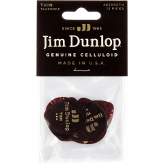 Dunlop Genuine Celluloid Teardrop Player's Pack de 12 médiators, thin - Vue 1