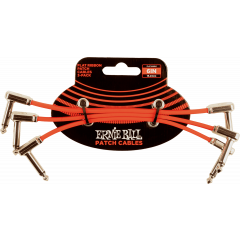 Ernie Ball Cables instrument patch pack de 3 - coudé fin & plat - 15 cm - rouge - Vue 1