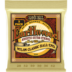 Ernie Ball Cordes Earthwood 80/20 Bronze folk nylon à boule 28-42  - pack de 3 - Vue 1