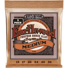 Ernie Ball Cordes Earthwood Phosphore Bronze medium 13-56 - pack de 3 - Vue 1