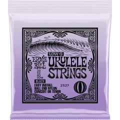 Ernie Ball Ukulélé concert/ténor en nylon noir à boule avec sol grave filé - Vue 1