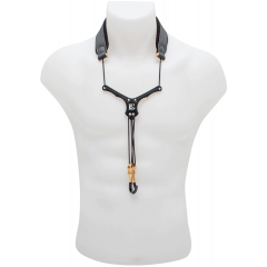 BG Cordon cuir Zen noir écarteur noir pour saxo - Mousqueton métal - Vue 1