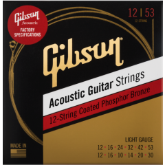 Gibson Accessories Phosphor Bronze Acoustic 12 cordes Light 12-50 / 12-53 - Vue 1