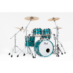 Pearl Masters Maple Pure Rock 4 fûts GyroLock-L Rod Custom Aqua Turquoise Stripe - Vue 1