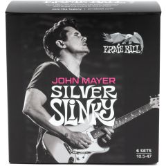 Ernie Ball Cordes électriques John Mayer Silver Slinky Nickel Wound - 10,5-47 - pack de 6 - Vue 1