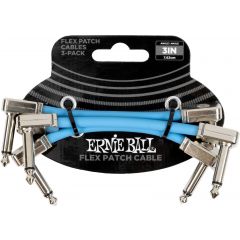 Ernie Ball Câble de patch Flex 7,5cm - Pack de 3 Bleu - Vue 1
