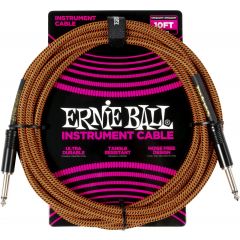 Ernie Ball Câbles instrument gaine tissée jack/jack 3m orange et noir - Vue 1