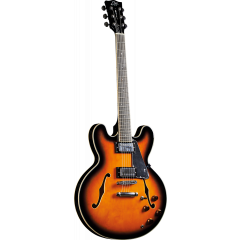 Eko Fusion hollowbody double cut Sunburst - Vue 1