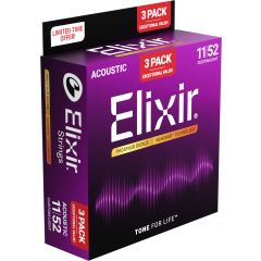 Elixir Pack de 3 jeux Acoustic Nanoweb Phosphor Bronze 11-52 Custom Light - Vue 1