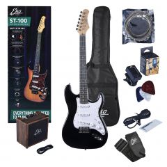 Eko PACK ST 100 Black : guitare + housse + mini ampli 3W Bluetooth + accessoires - Vue 1