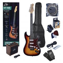 Eko PACK ST 100 Sunburst : guitare + housse + mini ampli 3W Bluetooth + accessoires - Vue 1