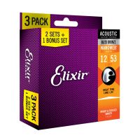 Elixir Pack 3 jeux Acoustic Nanoweb Bronze 80/20 12-53 Light - Vue 1