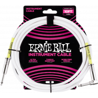 Ernie Ball Cables instrument classic jack/jack coudé 3m blanc - Vue 1