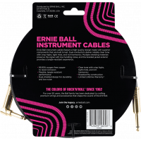 Ernie Ball Cables instrument gaine tissee jack/jack coudé7,62m noir - Vue 2