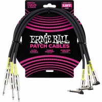 Ernie Ball Cables instrument patch pack de 3 - droit/coudé - 46cm noir - Vue 1