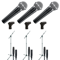 Shure SM58 - Pack de 3 avec câbles XLR/XLR et pieds - Vue 1