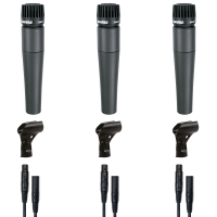 Shure SM57 - Pack de 3 avec câbles XLR/XLR - Vue 1
