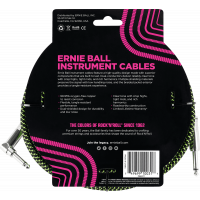 Ernie Ball Cables instrument gaine tissée jack/jack coudé 3m noir/vert - Vue 2