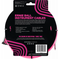 Ernie Ball Cables instrument gaine tissée jack/jack coudé 3m rose fluo - Vue 2